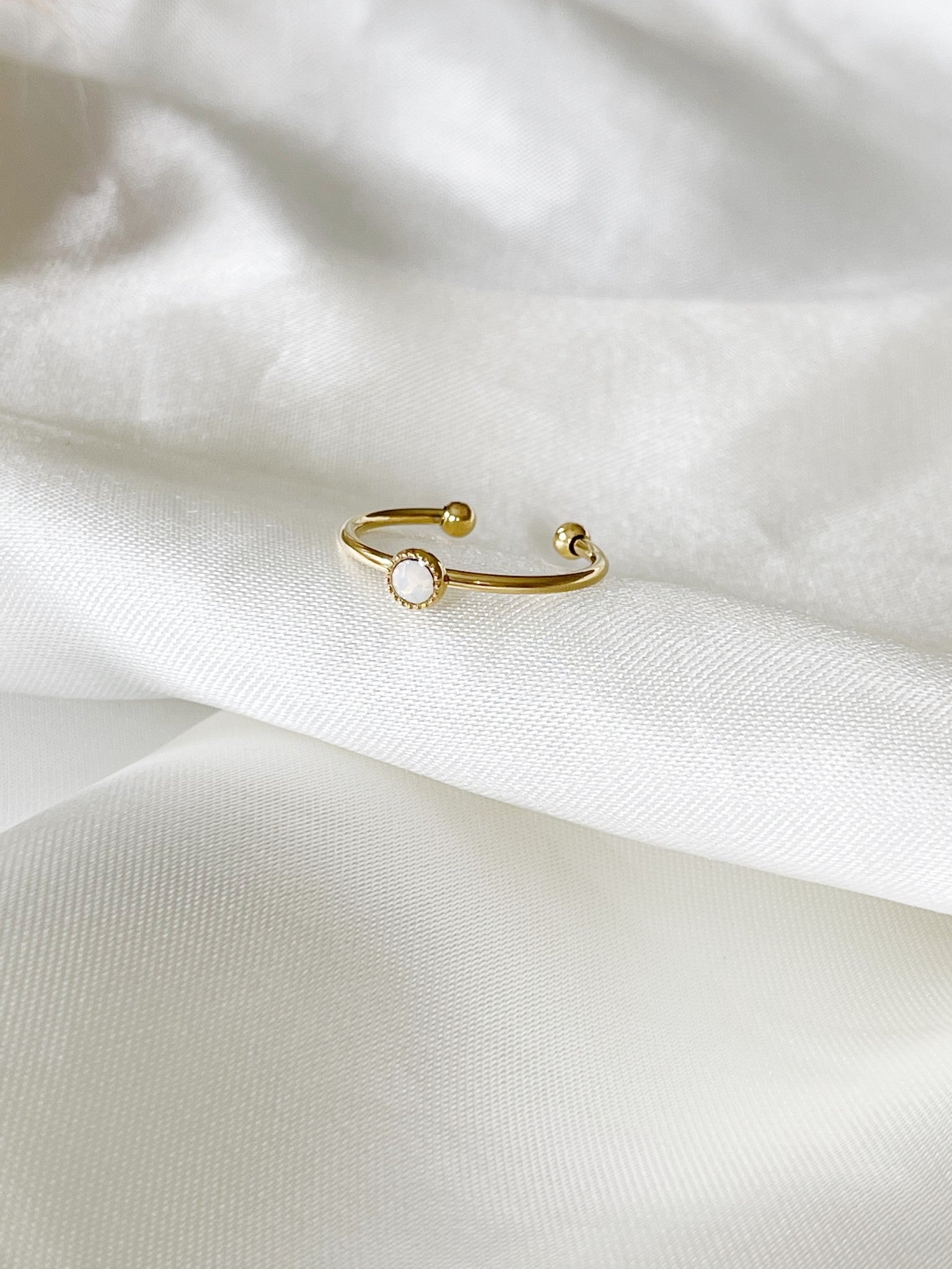 Rhinestone - Ring - Stainless Steel - Adjustable