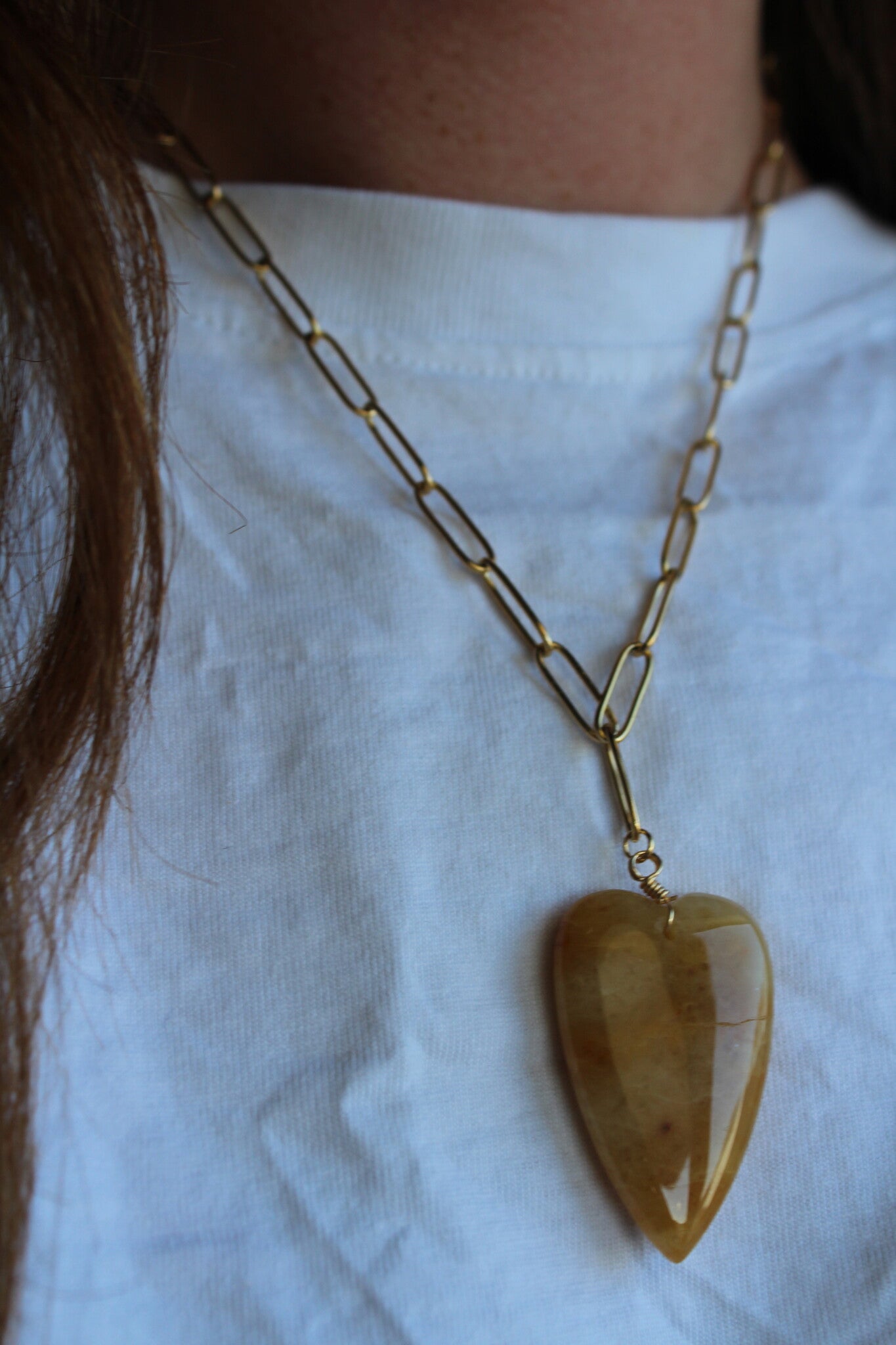Corazón de Piedra Natural - Collar - Piedra Natural - Acero Inoxidable