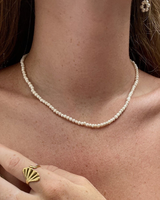 100% Real Fresh Water Pearl - Collar - Acero inoxidable