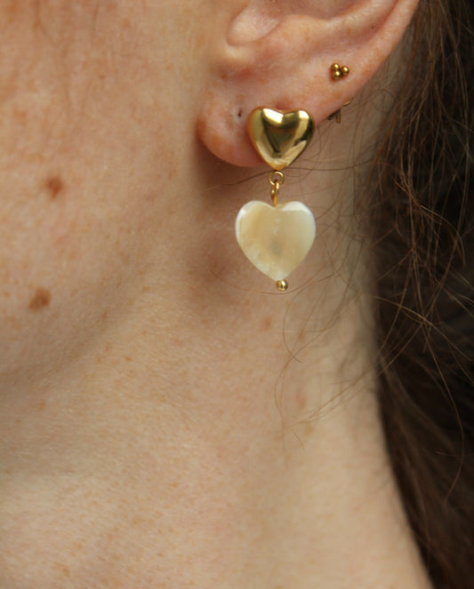 Double Love - Pendientes - Piedra natural - Acero inoxidable