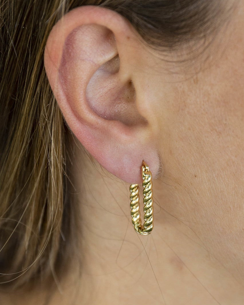 Turned Square - Earrings - Stainless Steel